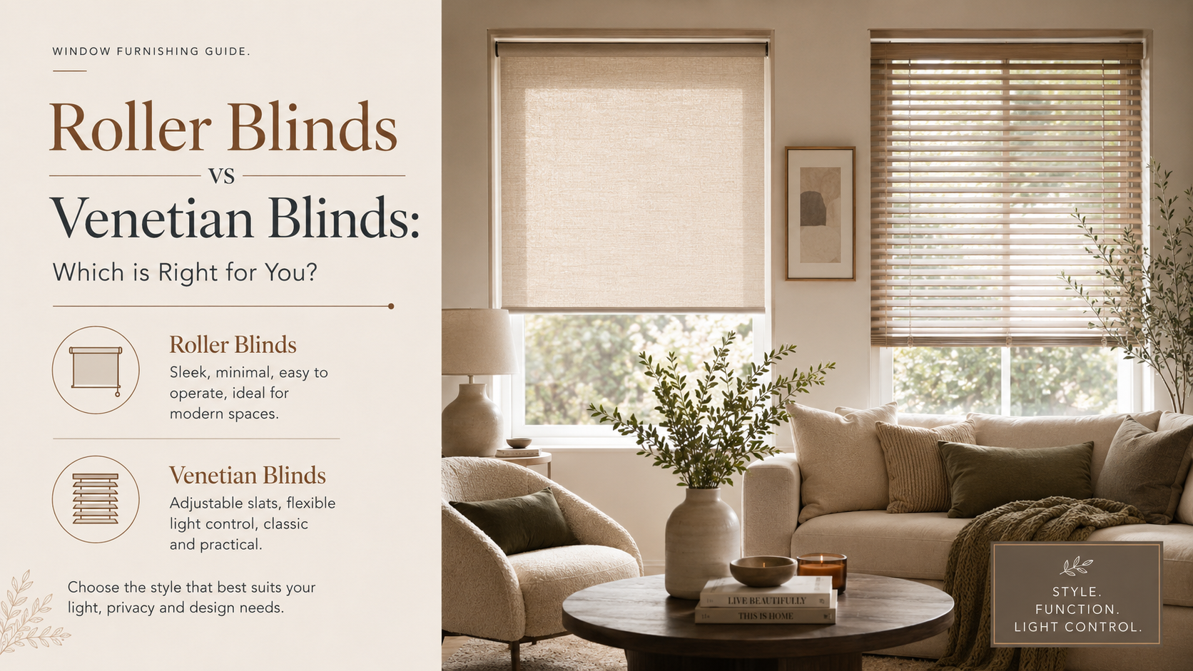 Roller Blinds vs Venetian Blinds: Which is Right for You?